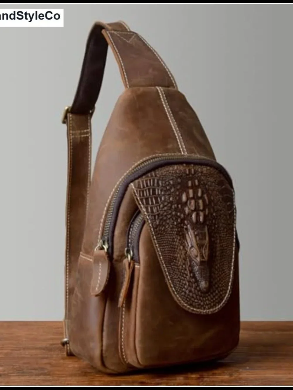Genuine Leather Sling Bag Men Women Crossbody Chest Backpack Shoulder Casual